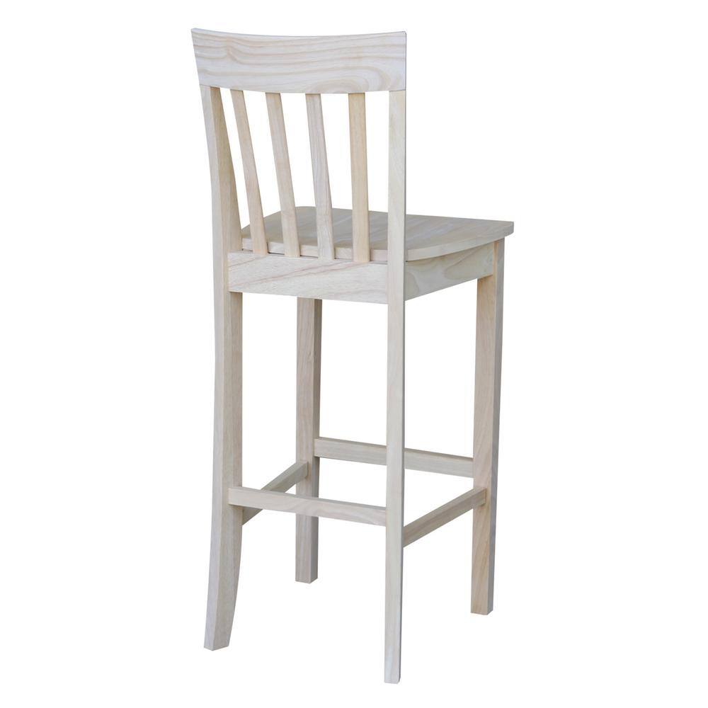 Solid Parawood Slatback Barstool 46" Unfinished Traditional Design