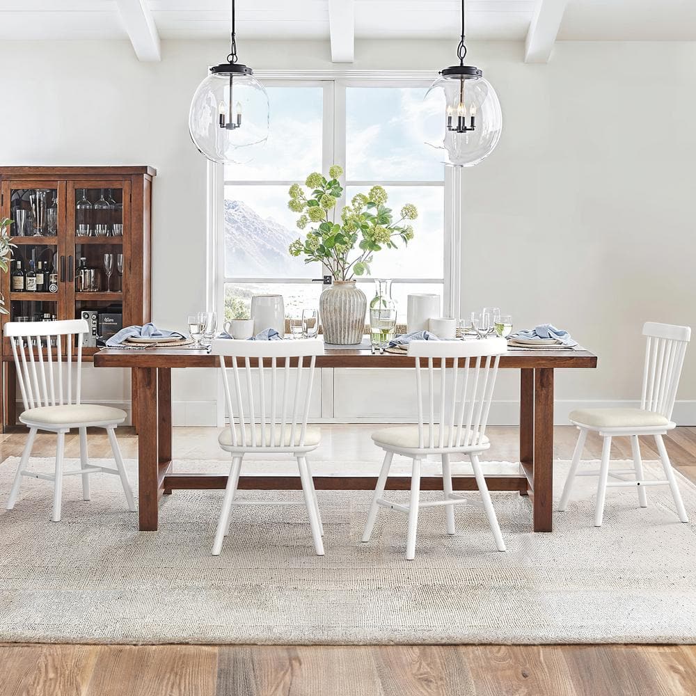 Winnie 18 in. Linen Cushion White Frame Classic Windsor Back Solid Wood Dining Chair (Set of 4) price history on PriceWatchPro