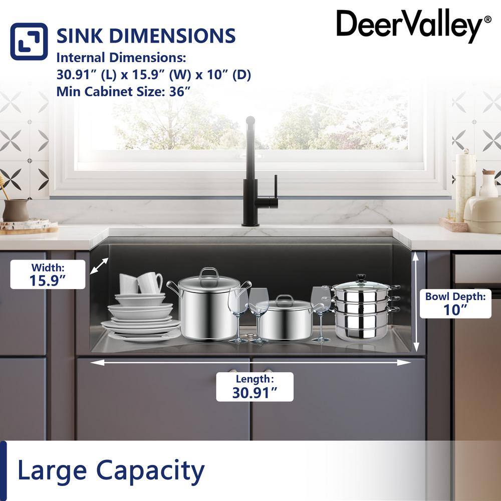 33" Stainless Steel Single Bowl Undermount Workstation Kitchen Sink