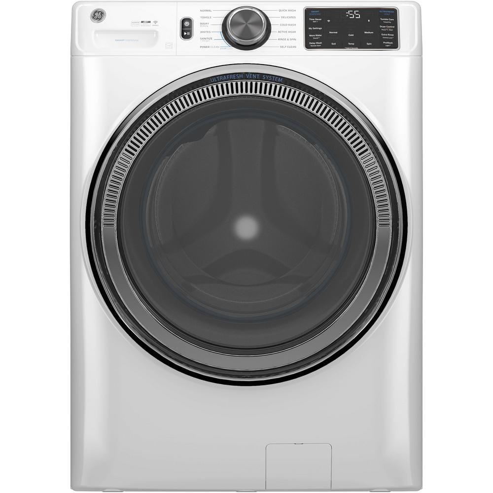 GE 5.0 cu.ft. Smart Front-Load Washer in White with Steam, UltraFresh Vent System, and Microban Technology