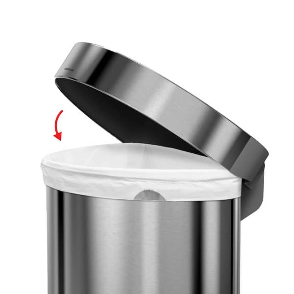 45L semi-round step can with liner rim - 45L / brushed