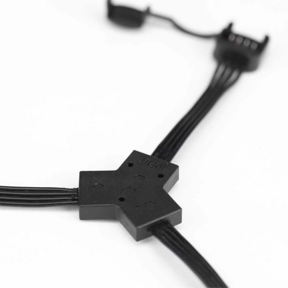 Black Y-Shaped LED Tape Connector for Undercabinet Systems