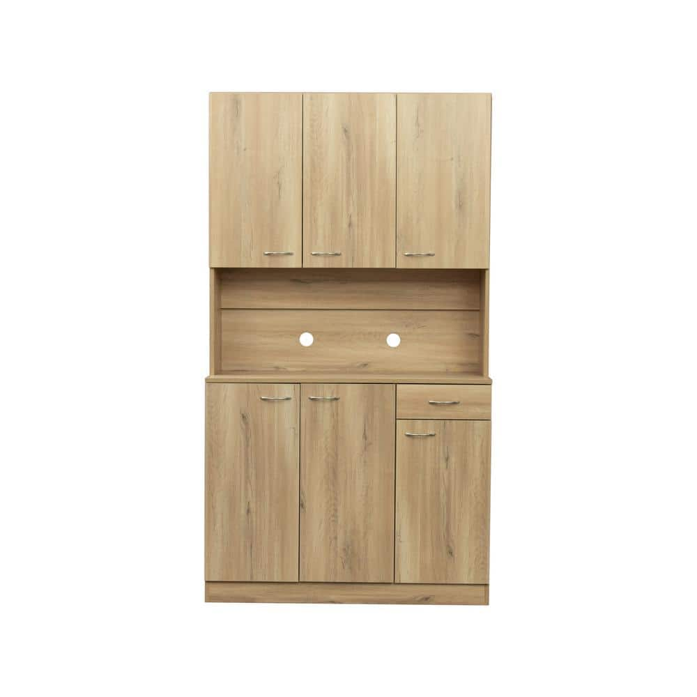 Tidoin Modern 70.87 in. H Light Wood Freestanding Kitchen Pantry ...