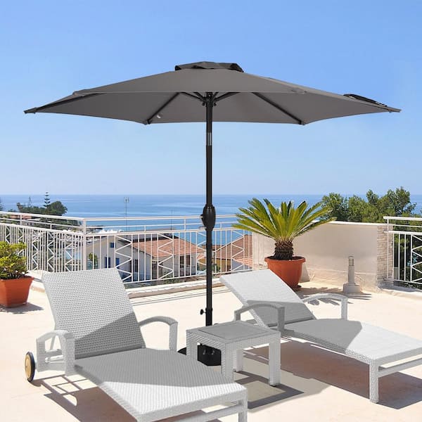 BANSA ROSE 7.5 ft. Patio Market Umbrellas,with Crank and Tilt Table Umbrellas,UV-Resistant Canopy in Gray, Base Not Included