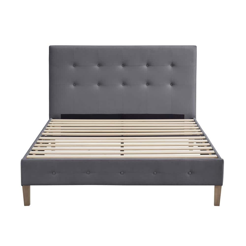 DeCoro Sevilla Modern Tufted King Peyton Steel Upholstered Platform Bed ...