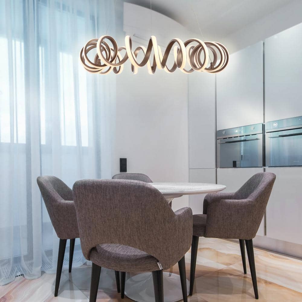 Cursive Bronze Adjustable Spiral LED Chandelier