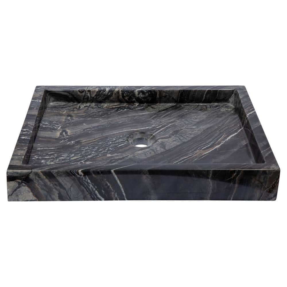 Charcoal Gray Stone Rectangular Vessel Bathroom Sink