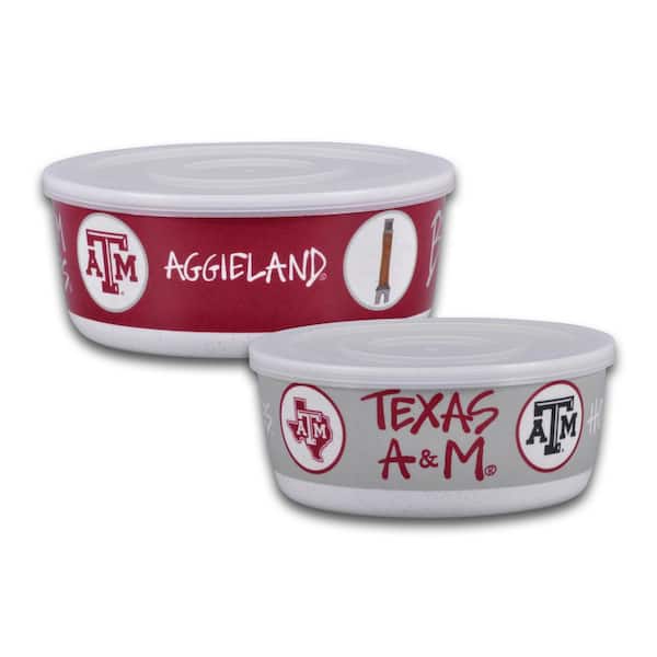 Magnolia Lane Tesax A&M 7.5 in. 16 fl.oz Assorted Colors Melamine Serving Bowls Set of 2 with Lids