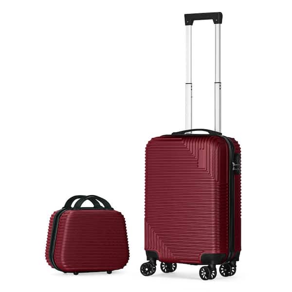 HIKOLAYAE 2-Piece Luggage Set ABS Hardshell Lightweight Suitcase Lock with 4 Spinner Wheels14 in./20 in., Red