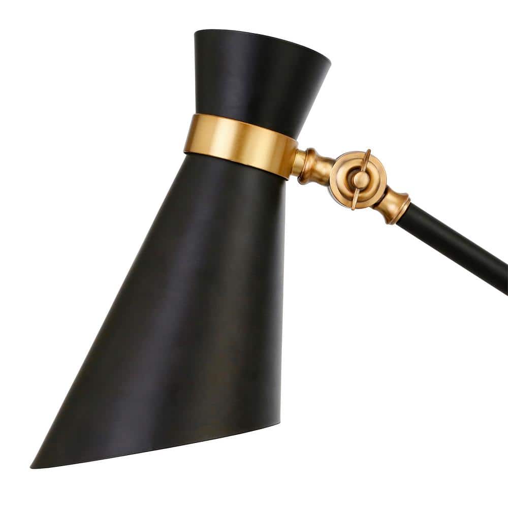 Adjustable Black and Brass Industrial Floor Lamp