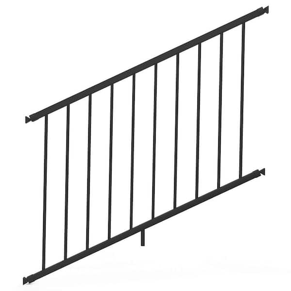 Contemporary 42 in. x 72 in. Textured Black Aluminum Pre-Assembled Stair Railing Kit