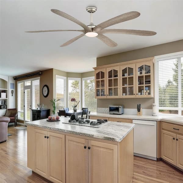 Jaydn 72 in. Integrated LED Nickel Downrod Mount Ceiling Fan with Light and Remote Control