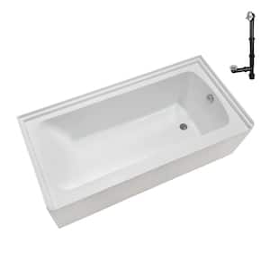 66 in. x 32 in. Soaking Acrylic Alcove Bathtub with Right Drain in Glossy White, External Drain in Polished Chrome