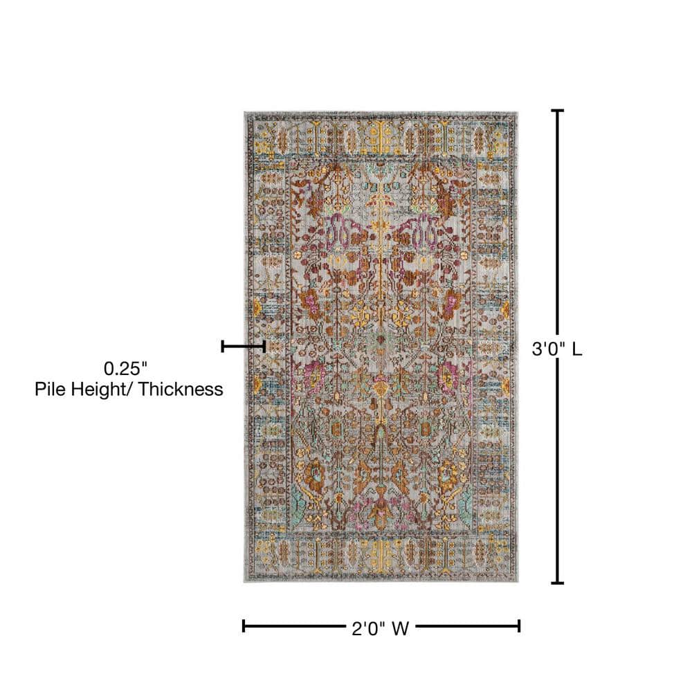 Grey Multi Synthetic Hand-knotted Rectangular Area Rug