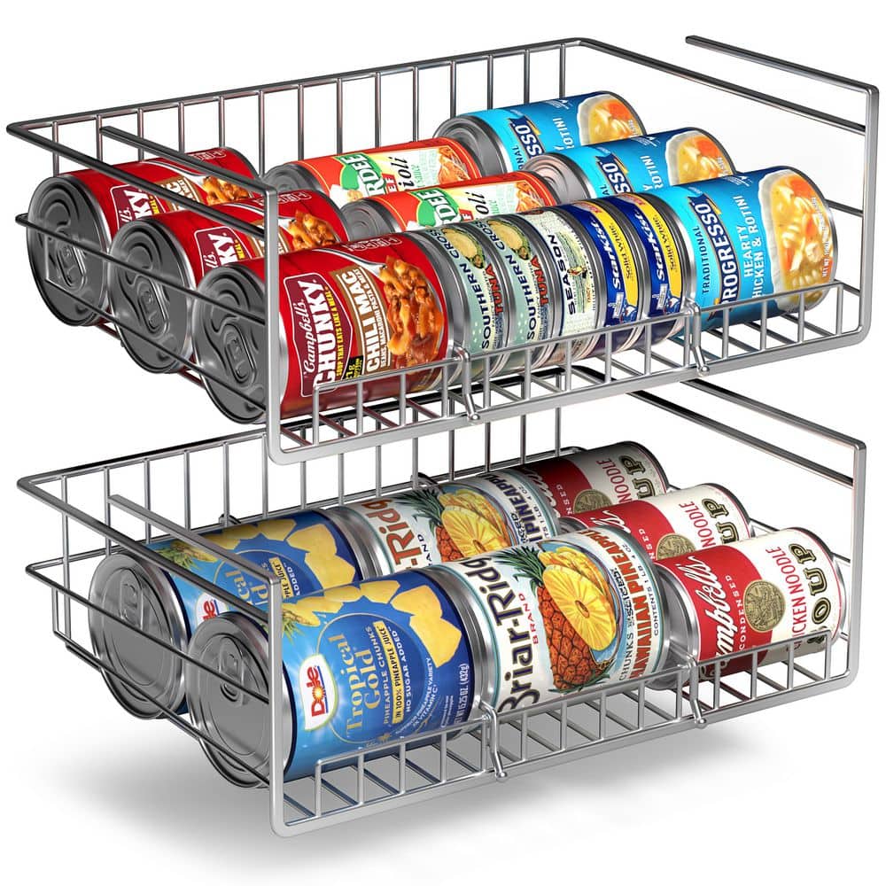 Under Cabinet Can Storage Shelf, Multipurpose Pantry Organizer with Divider
