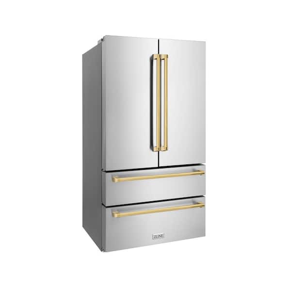 https://images.thdstatic.com/productImages/14aa0f6d-3eef-4f1c-9cab-9df96fc9244c/svn/brushed-430-stainless-steel-polished-gold-zline-kitchen-and-bath-french-door-refrigerators-rfmz-36-g-1d_600.jpg