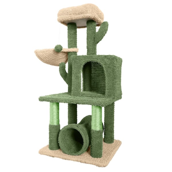 41 in. Cactus Cat Tower for Indoor Cats, Cute Small Cactus Cat Tree with Widened Perch