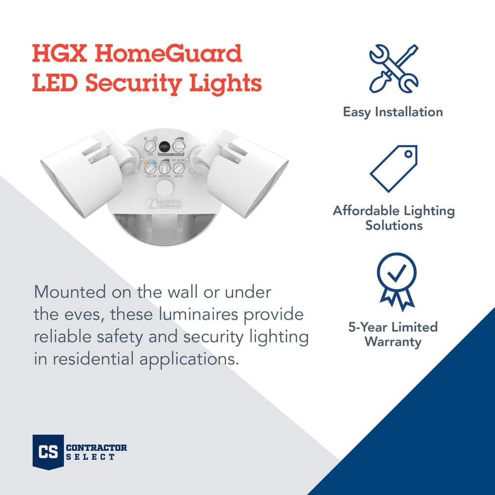 White Dual Head LED Security Flood Light with Motion Sensor