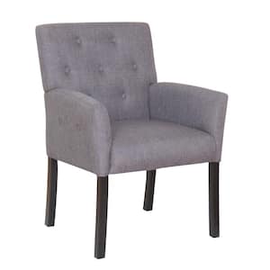 Designer Guest Chair Slate Grey Fabric Black Comfort Cushions