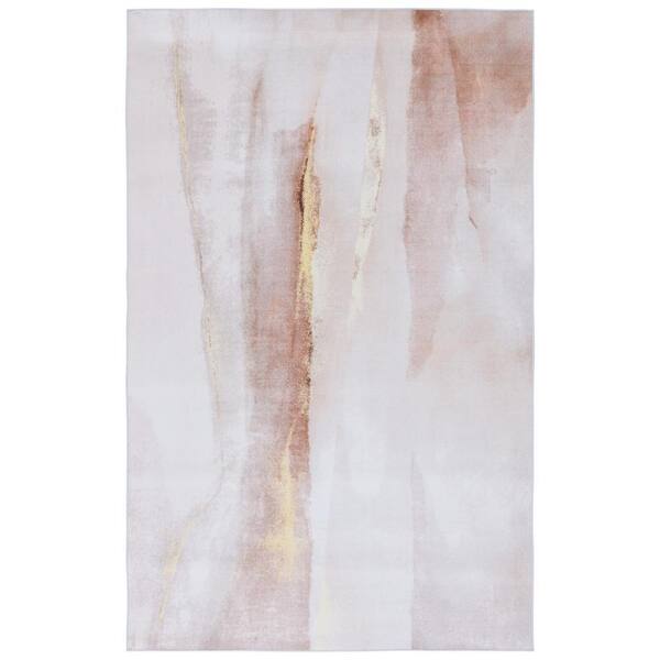 SAFAVIEH Tacoma Beige/Gold 10 ft. x 14 ft. Machine Washable Striped Abstract Distressed Area Rug
