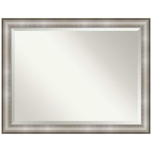 Amanti Art Imperial 44 in. x 34 in. Modern Rectangle Framed Silver Bathroom Vanity Mirror