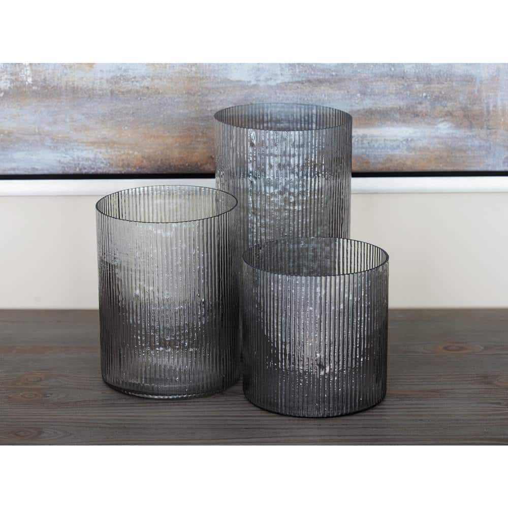 Elegant Traditional Glass Hurricane Candle Lantern Trio