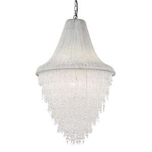 Glacier 23.5 in. 7-Light Dark Gray Finish Glam Chandelier with Clear Bead for Living Room