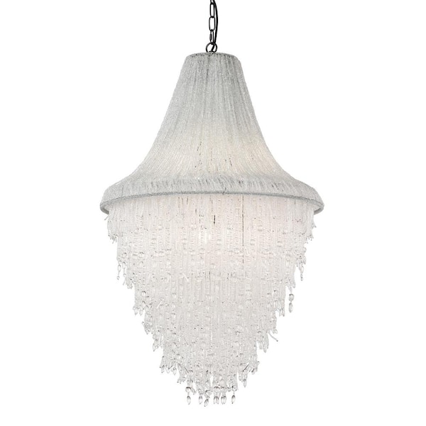 Glacier 23.5 in. 7-Light Dark Gray Finish Glam Chandelier with Clear Bead for Living Room