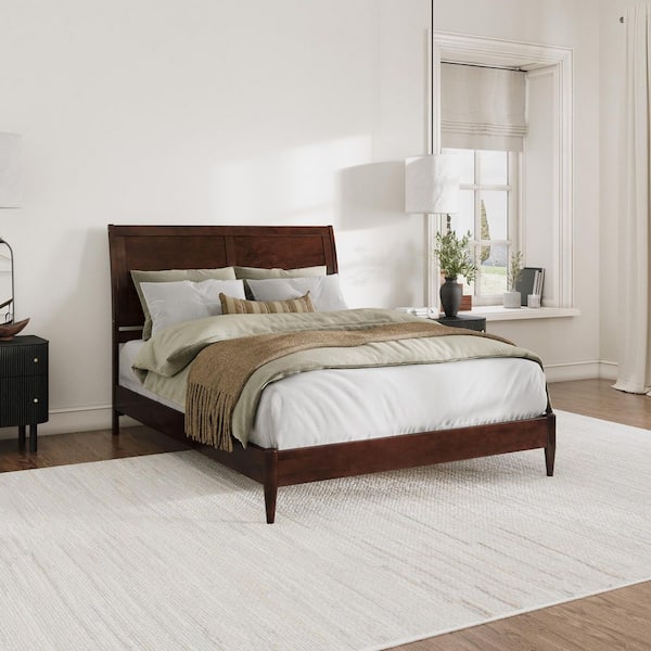 AFI Valencia Walnut Brown Solid Wood Frame Queen Low Profile Platform Bed