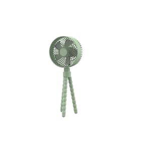 5 in. Mini Portable Personal Octopus Clip on Fan in Green