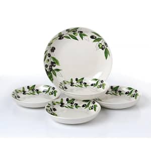 11 in. 52 fl. oz. Olive 5-Piece White Porcelain Pasta Serving Bowl Set (Set of 5)