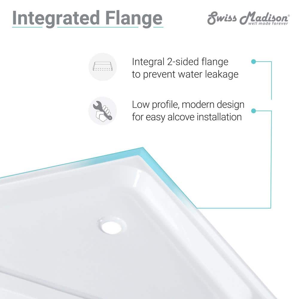 Voltaire 36" x 36" White Acrylic Neo-Angle Shower Base