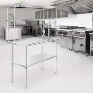 60 x 12 in. Stainless Steel 2-Tier Overshelf for Kitchen Utility Table