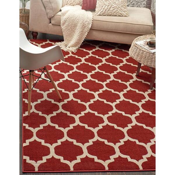 Unique Loom Trellis Collection Geometric Modern Red Area Rug 3 x 5 Unique Loom Trellis Collection Geometric Modern Red Area Rug 3 x 5