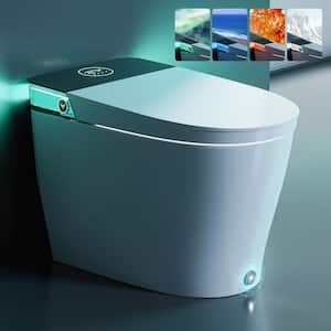 Elegant Luxury Elongated Smart Bidet Toilet in White w/Surprise Ambient Light, Build-in Tank, Auto Open/Close, UV Light