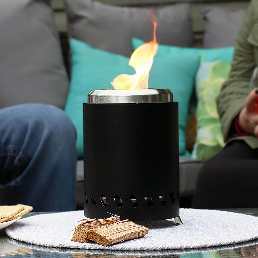 Compact Black Stainless Steel Tabletop Smokeless Fire Pit