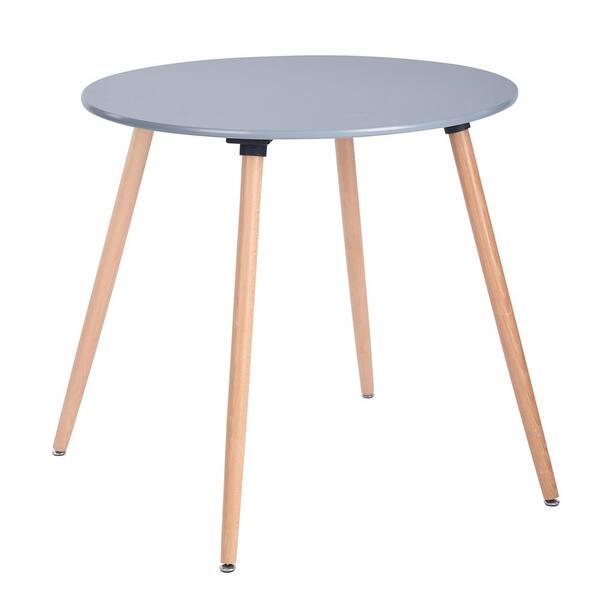 Homy Casa Rookie 31.5 in. Round Grey Wood Top Dining Table with Round Beech Wood Legs