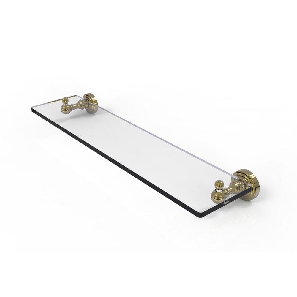 Allied Brass Waverly Place Collection 22 in. Glass Vanity Shelf with  Beveled Edges in Unlacquered Brass WP-1/22-UNL The Home Depot