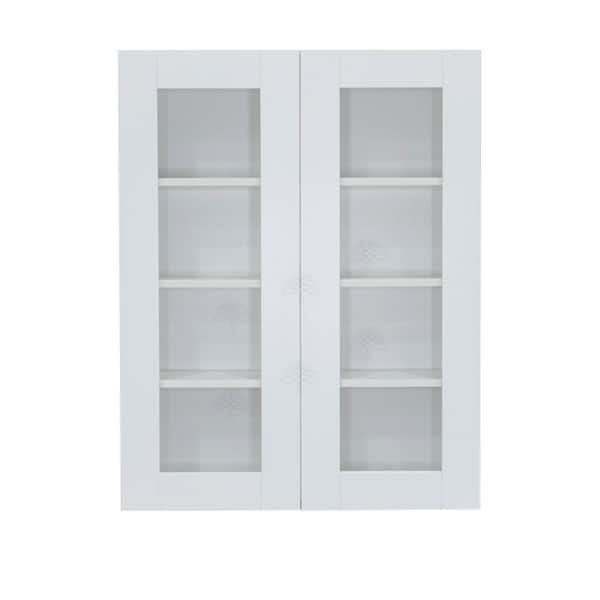 LIFEART CABINETRY Anchester White Plywood Glass Door Stock Assembled Wall Kitchen Cabinet (36 in. W x 42 in. H x 12 in. D)