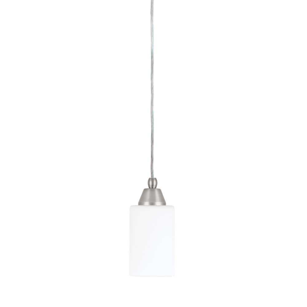 Bryson 4 in. 1-Light Brushed Nickel Cord Pendant Light with 4 in. White Mus