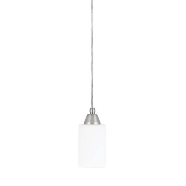 Unbranded Bryson 4 in. 1-Light Brushed Nickel Cord Pendant Light with 4 in. White Muslin Glass Shade, no bulb included