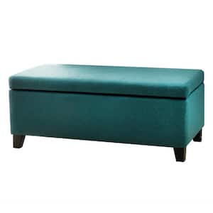 Breanna Dark Teal Polyester Storage Ottoman