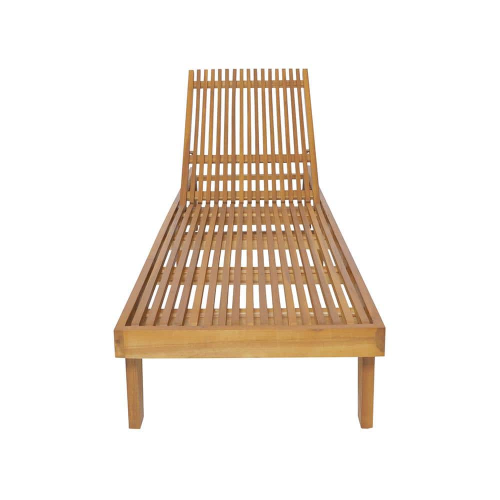 Teak Acacia Wood Adjustable Outdoor Chaise Lounge