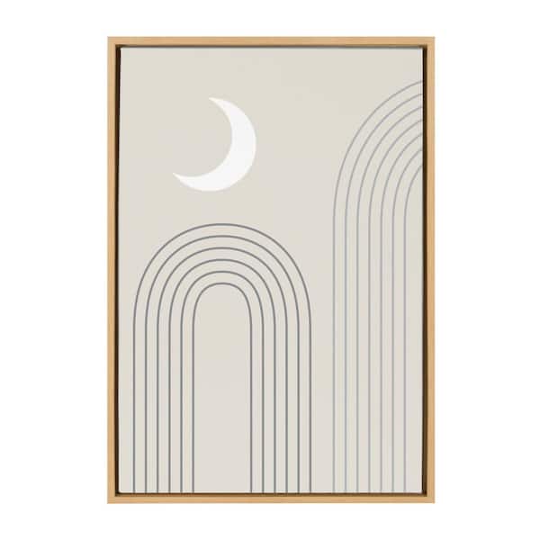 Kate and Laurel Sylvie Crescent Moon over the Mountains by The Creative Bunch Studio Framed Canvas Abstract Art Print 23 in. x 33 in.