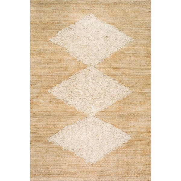 nuLOOM Melida Diamond Jute Off White 6 ft. x 9 ft. Area Rug