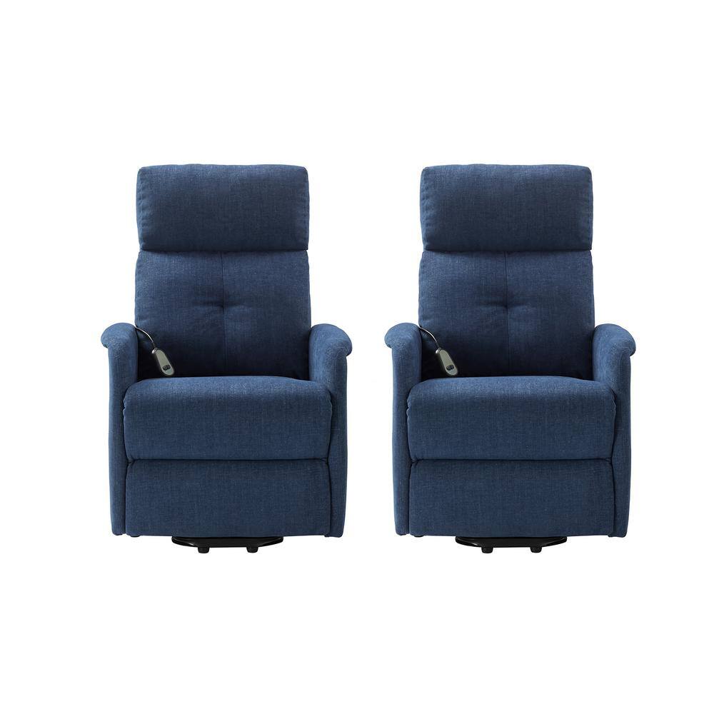 JAYDEN CREATION Carol Navy Power Recliner with Flared Arms Set of