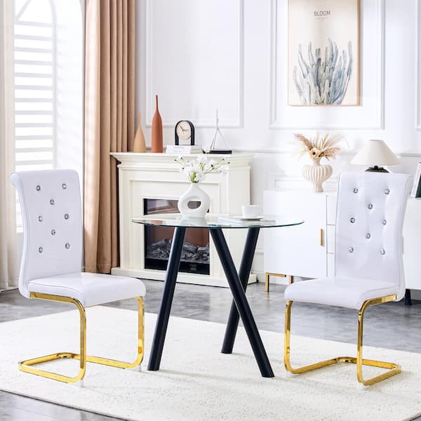 UOI Retro 2-Pack Faux Alligator Dining Chair White PVC Metal with