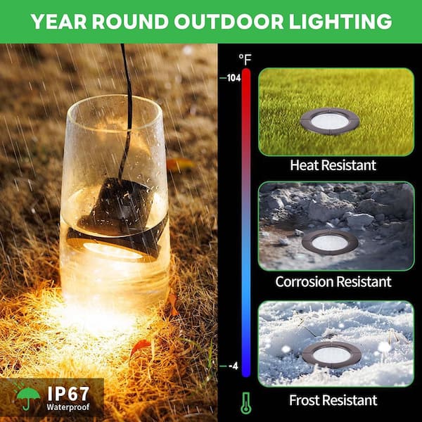 6W 12V Black Low Voltage LED 4 in. Wired Ground Uplight, IP67 WP
