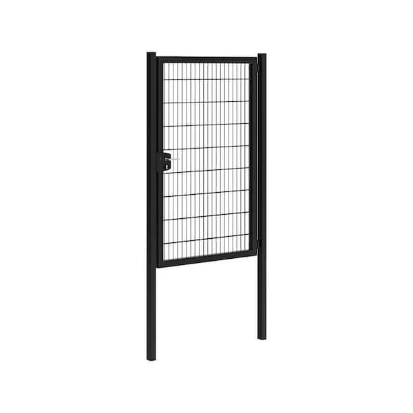 Professional 4 ft. x 6 ft. Black Steel Residential Fence Gate