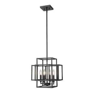 Titania 14 in. 4-LightCage Pendant Matte Black